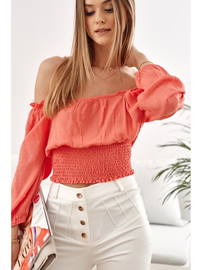 Bluza scurta coral cu volane in jos MP29390 - Magazin online - Boutique